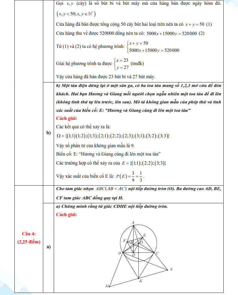 Đáp án đề thi vào lớp 10 môn Toán Quảng Nam