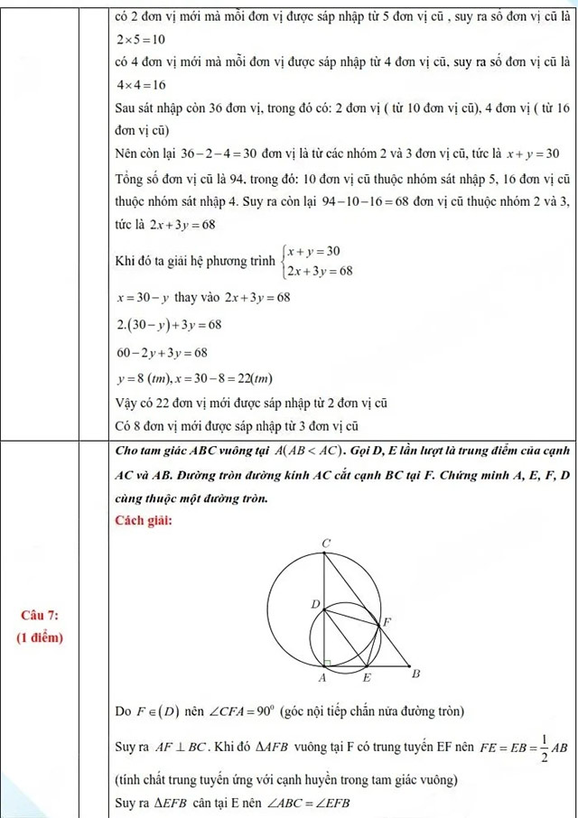 Đáp án đề thi vào lớp 10 môn Toán Tây Ninh
