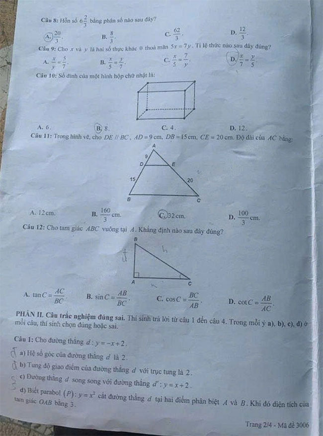 Đề thi vào 10 môn Toán Yên Bái