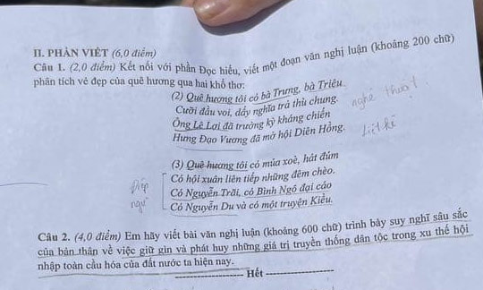 Đề thi vào 10 môn Văn Bình Định năm 2025