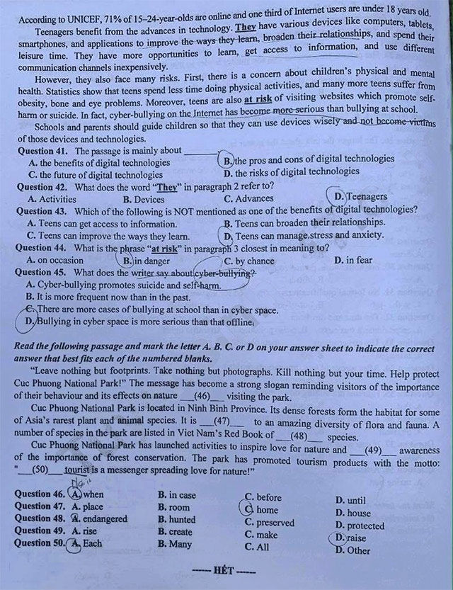 Đề thi vào 10 môn Anh Bắc Ninh năm 2025