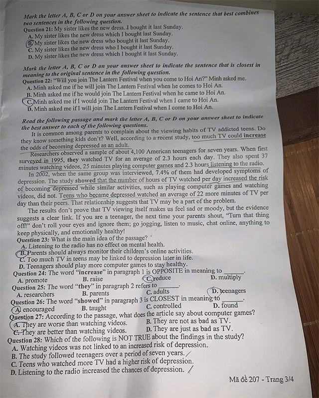 Đề thi vào 10 môn Anh Cần Thơ năm 2025