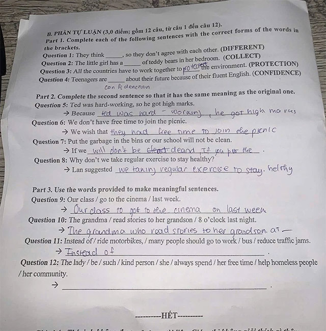Đề thi vào 10 môn Anh Cần Thơ năm 2025