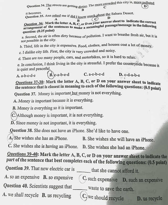 Đề thi vào lớp 10 môn Anh Tiền Giang năm 2025