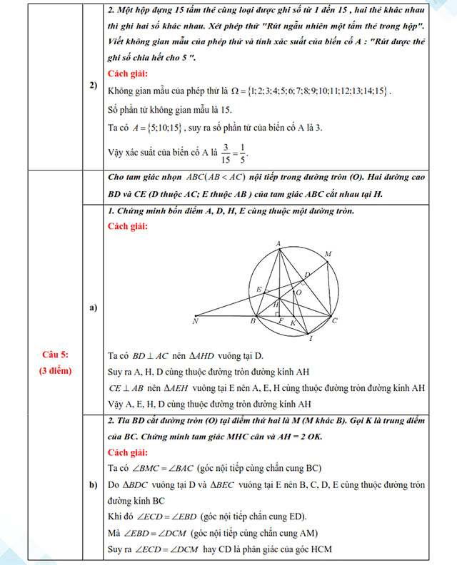 Đáp án đề thi vào 10 môn Toán Bình Định