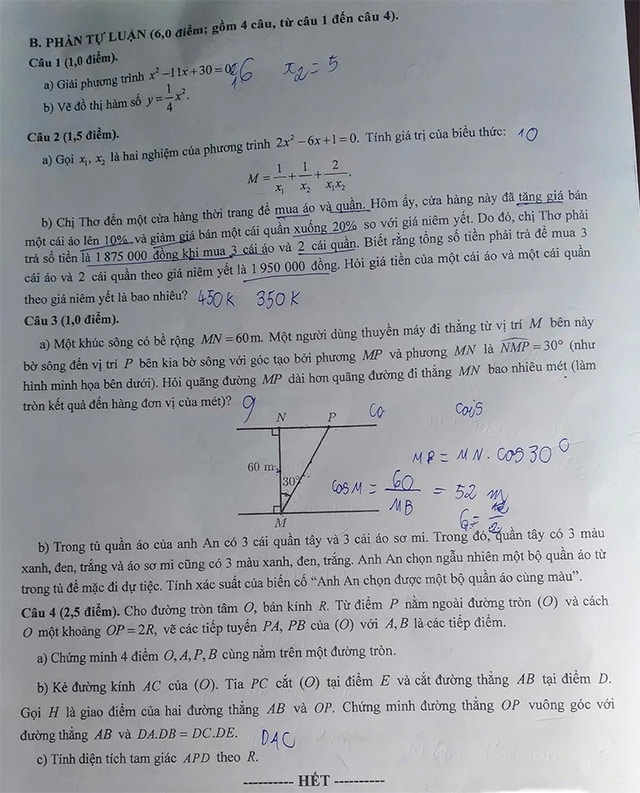 Đề thi vào lớp 10 môn Toán Cần Thơ năm 2025