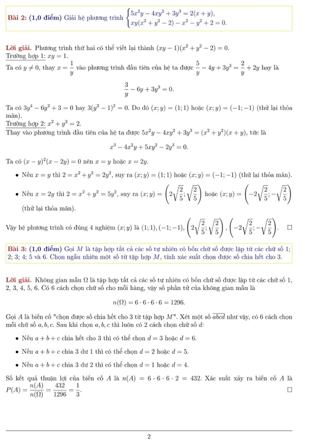 Đáp án đề thi vào 10 môn Toán Chuyên Lam Sơn 2025