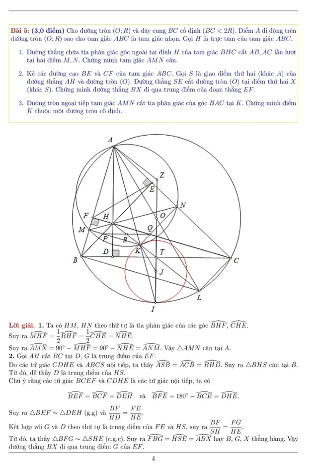 Đáp án đề thi vào 10 môn Toán Chuyên Lam Sơn 2025