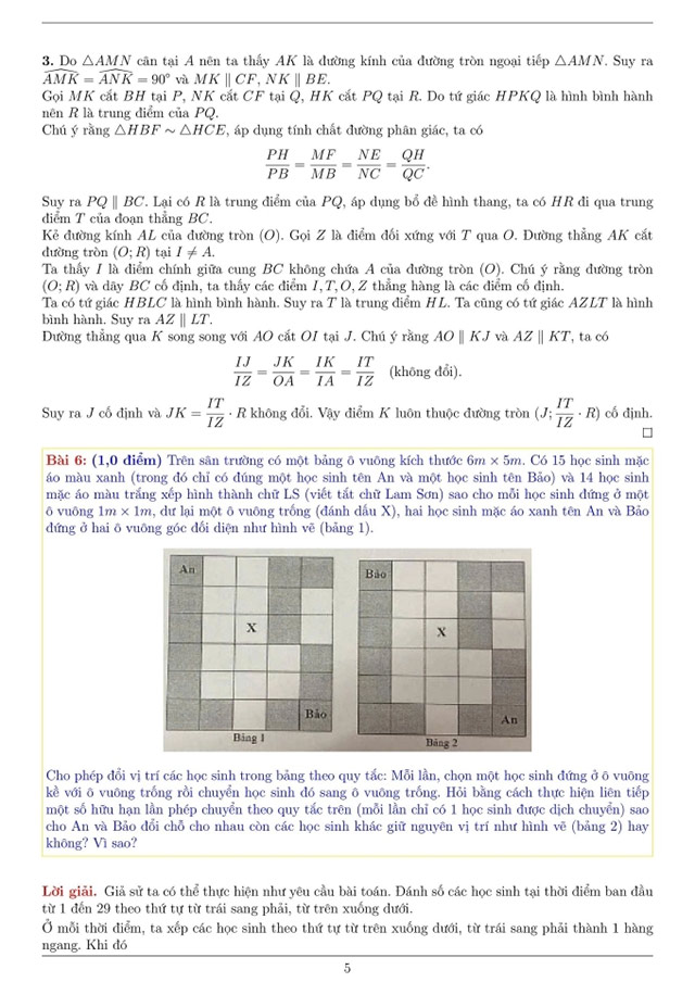 Đáp án đề thi vào 10 môn Toán Chuyên Lam Sơn 2025