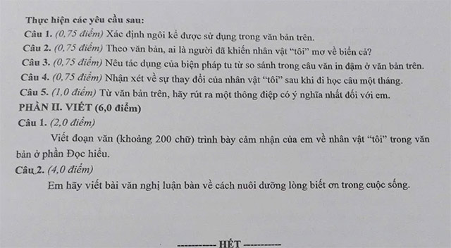 Đề thi vào lớp 10 môn Văn Đắk Lắk năm 2025