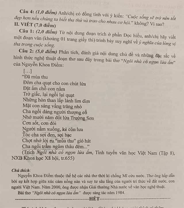 Đề thi vào lớp 10 môn Văn Tiền Giang năm 2025