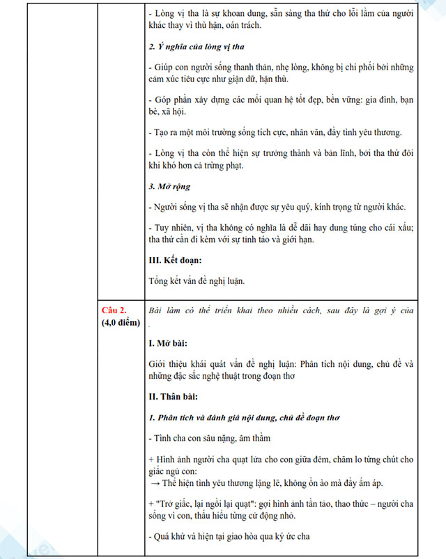 Đáp án đề thi vào 10 môn Văn Tiền Giang