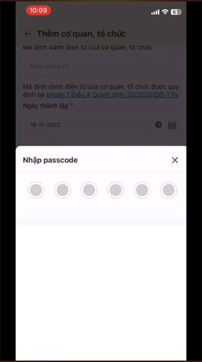 Nhập Passcode