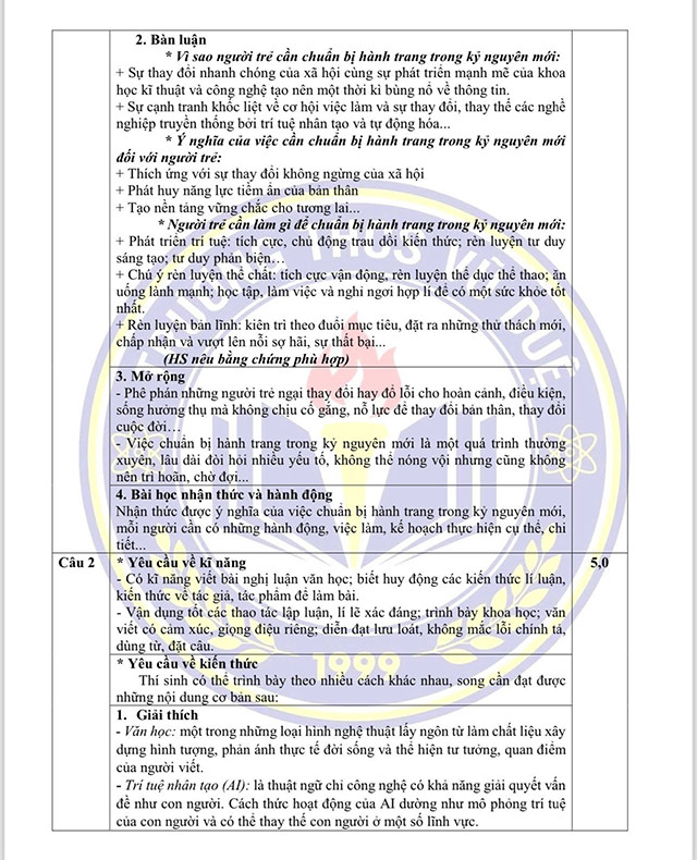 Đề thi vào 10 môn Văn Chuyên Hùng Vương 2025