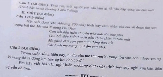 Đề thi vào 10 môn Văn Hà Giang năm 2025