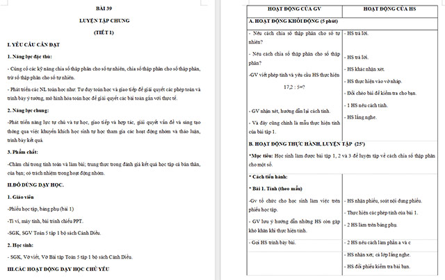 Giáo án Toán 5 Luyện tập chung