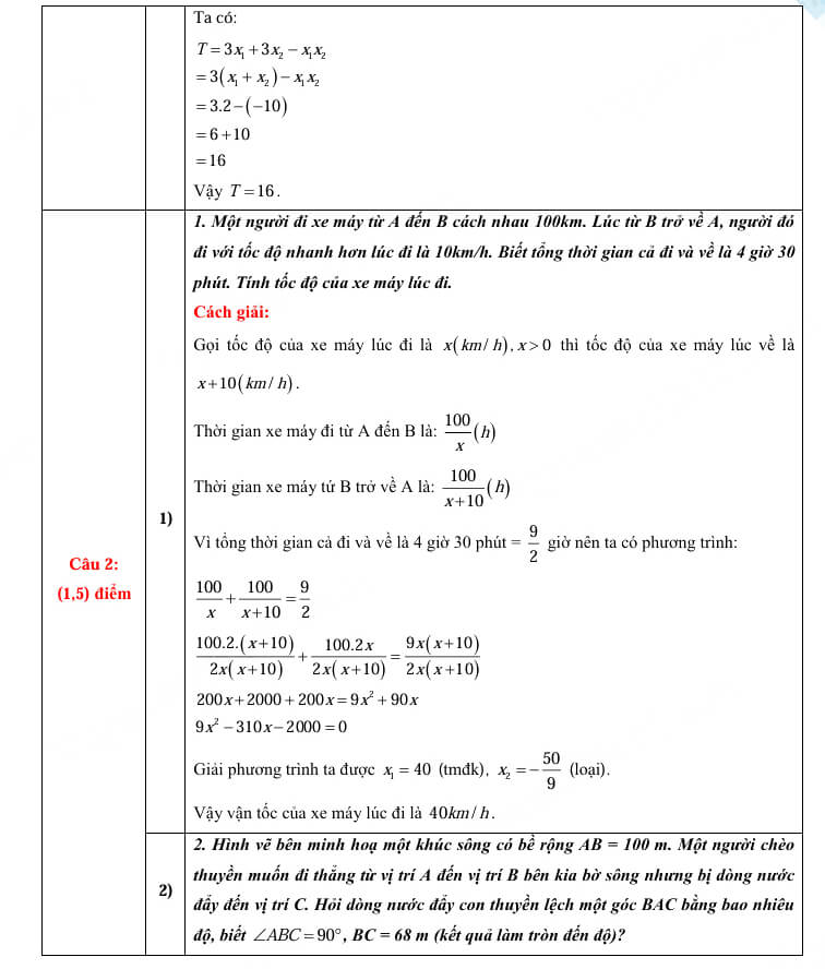 Đáp án đề thi vào 10 Toán Vũng Tàu