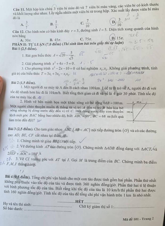 Đề thi vào 10 Toán Vũng Tàu