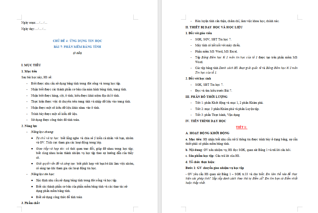  Phần mềm bảng tính