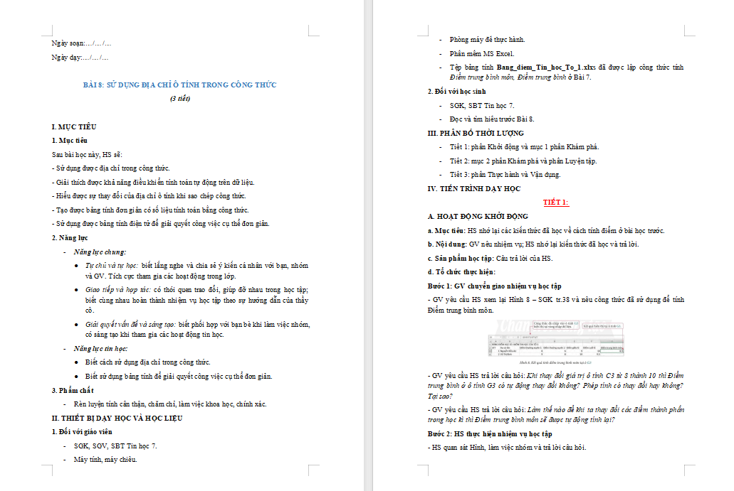 Sử dụng địa chỉ ô tính trong công thức