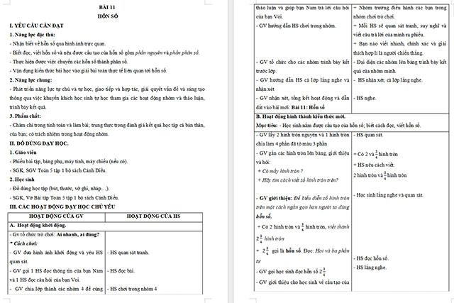 Giáo án Toán 5 Hỗn số