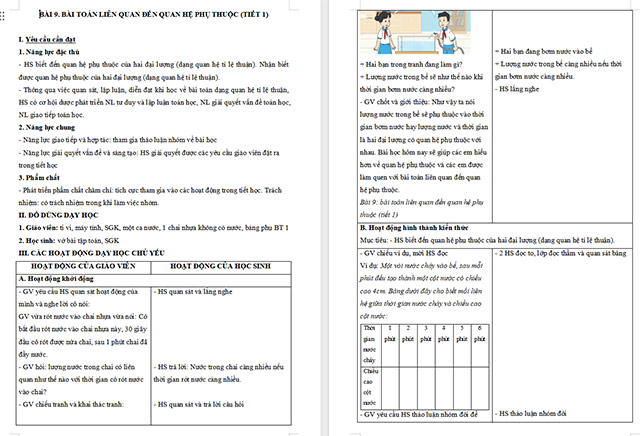 Giáo án Toán 5 Bài toán liên quan đến quan hệ phụ thuộc