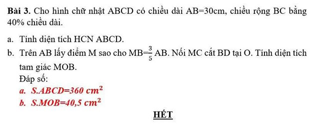 Đề thi và đáp án vào lớp 6 môn Toán trường THCS Vĩnh Tường