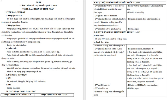 Giáo án Toán 5 Làm tròn số thập phân