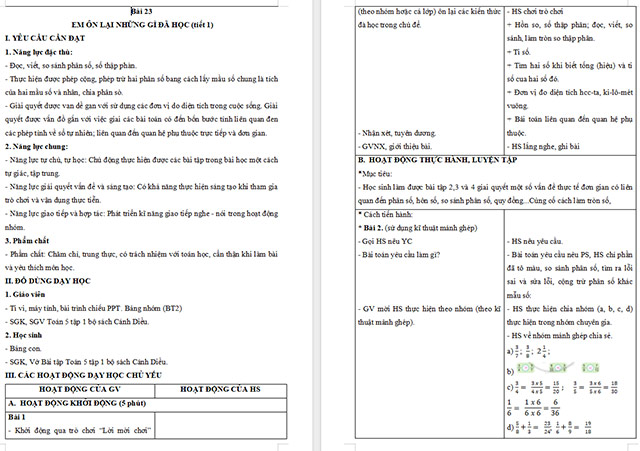 Giáo án Toán 5 Em ôn lại những gì đã học
