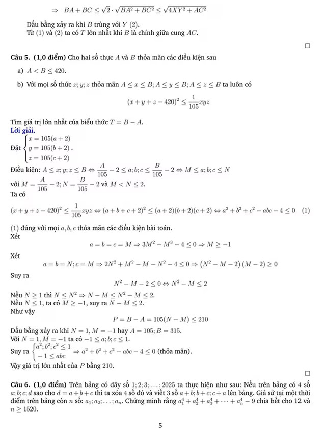 Đáp án đề thi vào 10 môn Toán Chuyên Phan Bội Châu