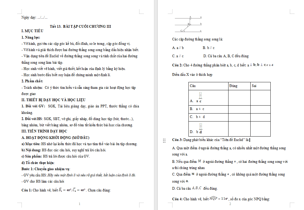 Bài tập cuối chương 3 Toán 7