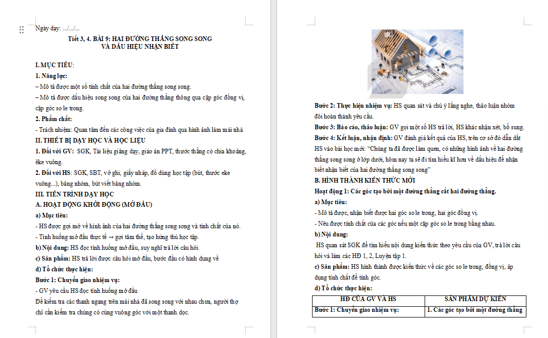 Hai đường thẳng song song và dấu hiệu nhận biết