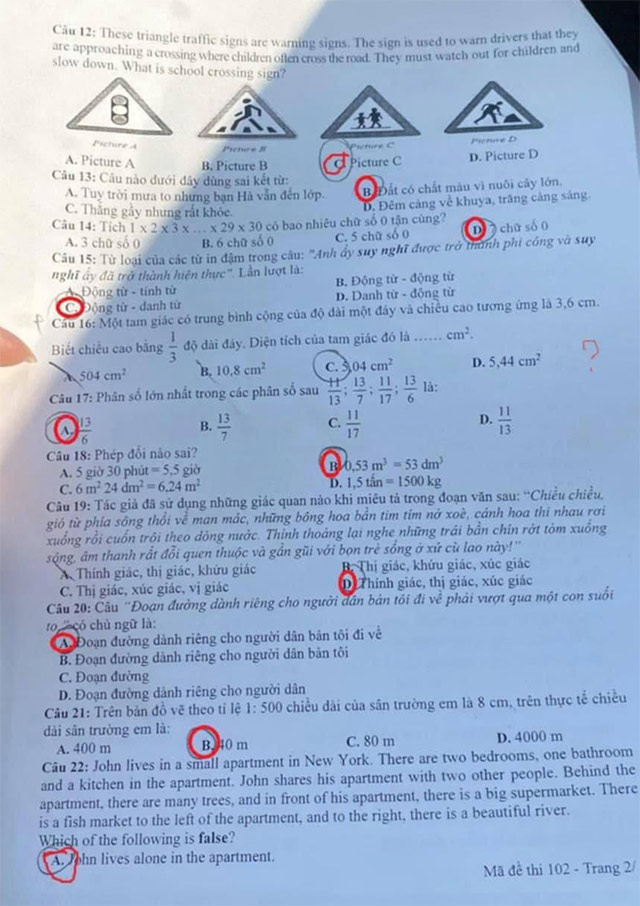 Đề thi vào lớp 6 CLC Thành phố Hưng Yên