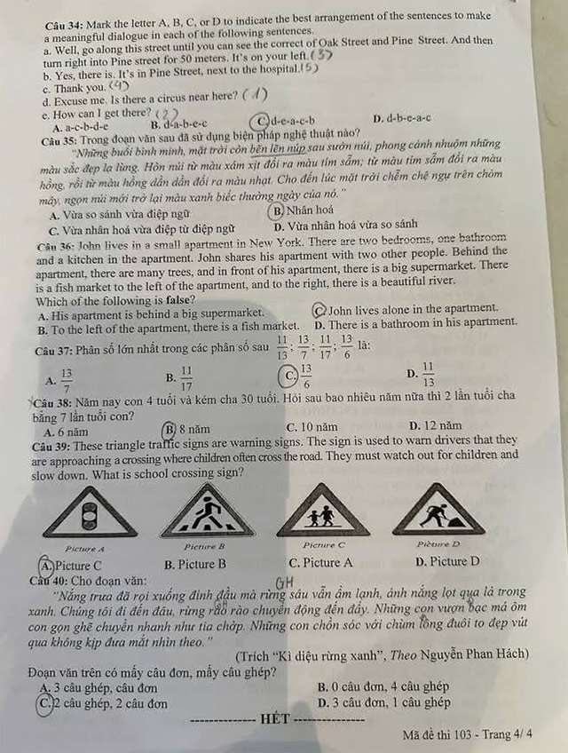 Đề thi vào lớp 6 CLC Thành phố Hưng Yên