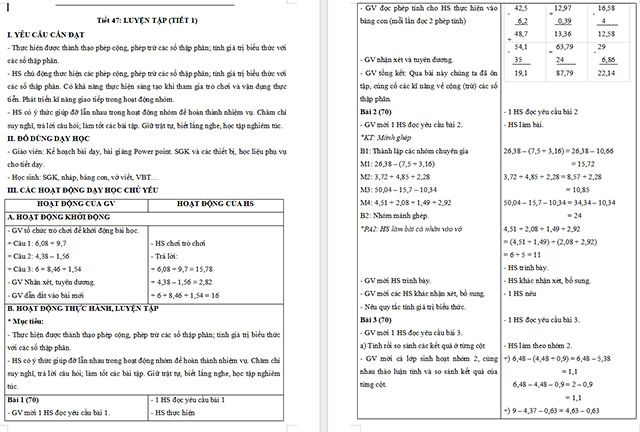 Giáo án Toán 5 Luyện tập