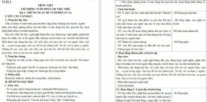 Giáo án Tiếng Việt 4: Những ngày hè tươi đẹp