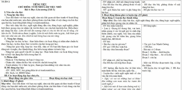 Giáo án Tiếng Việt 4: Lên nương