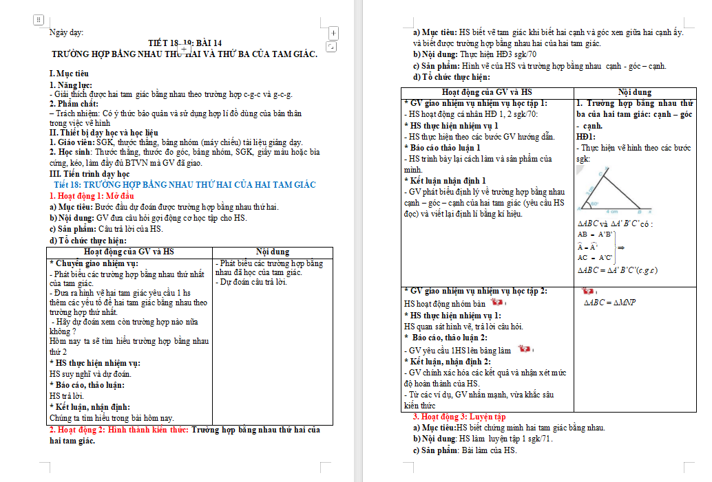 Giáo án Toán 7 Bài 14