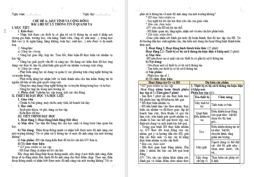 Bộ xử lí thông tin ở quanh ta