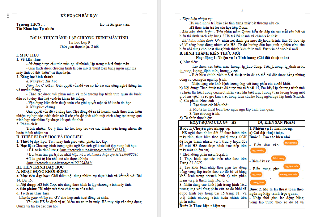 Thực hành Lập chương trình máy tính