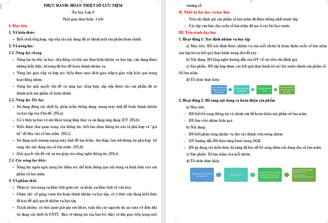 Giáo án Tin học 6 Thực hành tổng hợp: Hoàn thiện Sổ lưu niệm