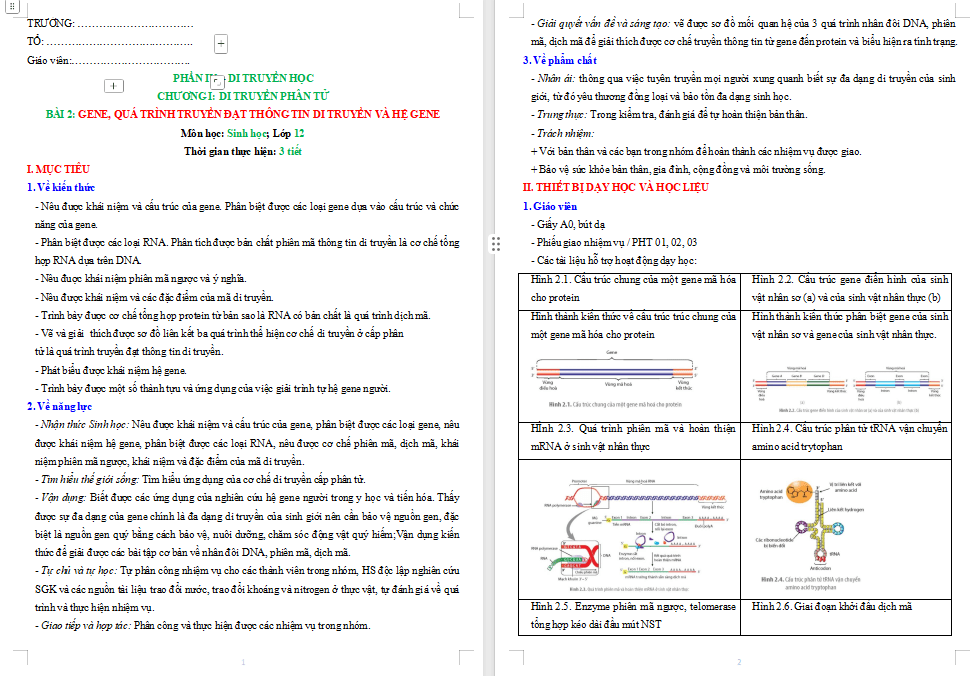 Gene quá trình truyền đạt thông tin di truyền và hệ gene