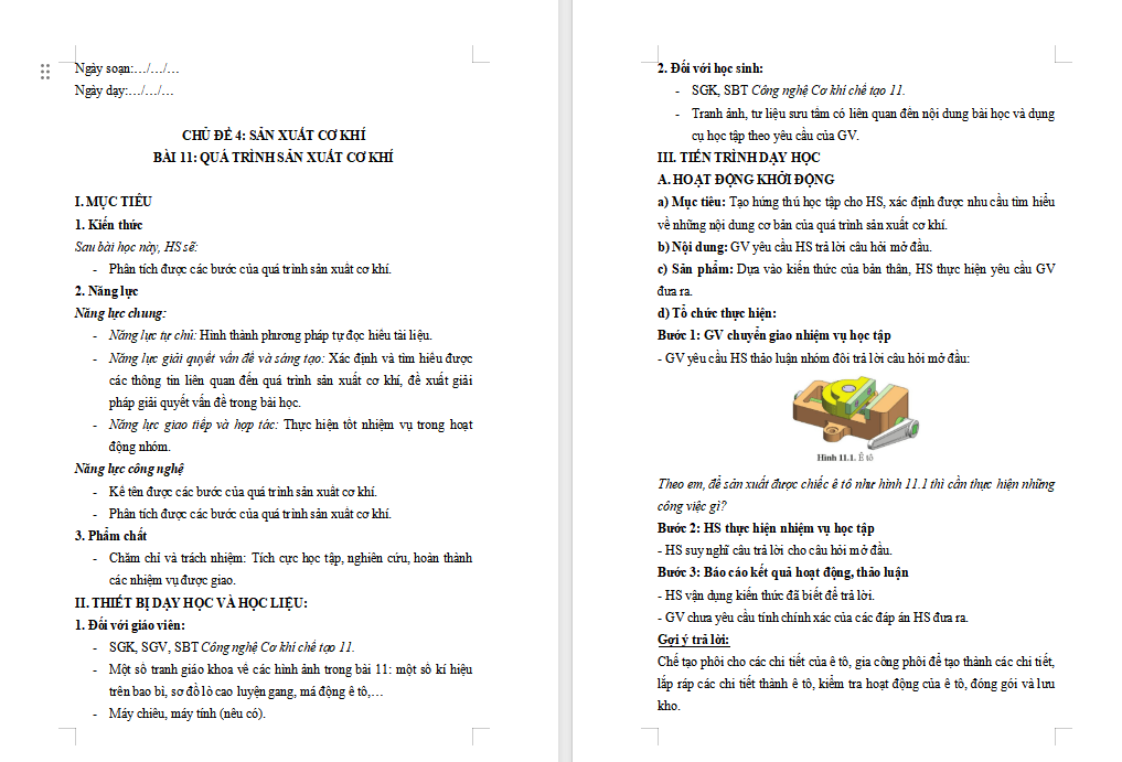 Quá trình sản xuất cơ khí