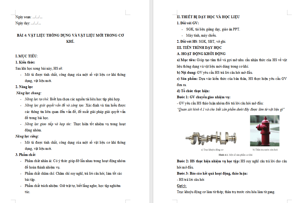 Vật liệu thông dụng và vật liệu mới dùng trong cơ khí