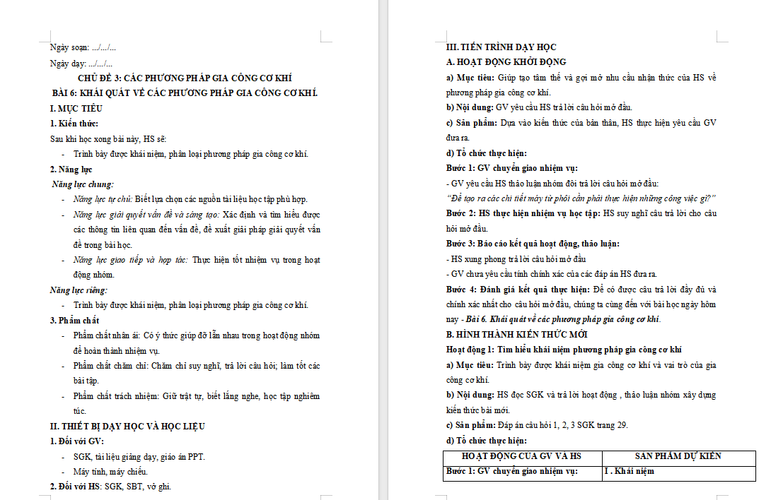 Khái quát về Các phương pháp gia công cơ khí