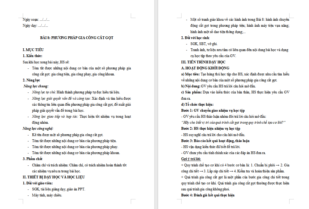 Phương pháp gia công cắt gọt