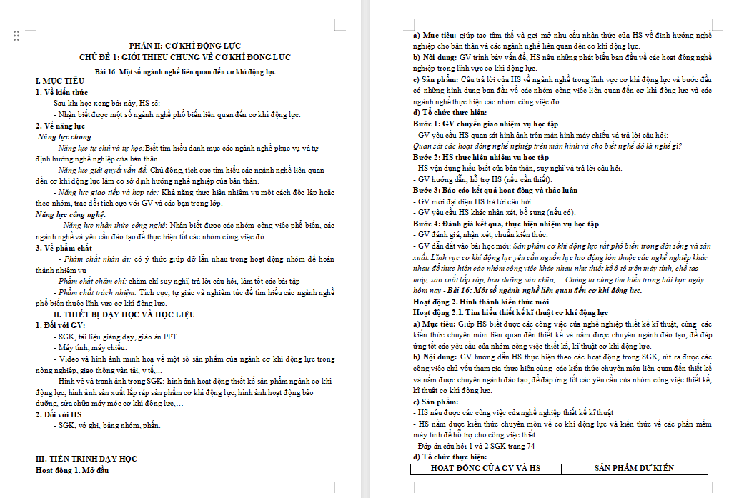 Ngành nghề trong lĩnh vực cơ khí động lực