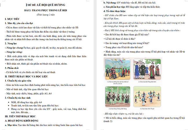 Giáo án Mĩ thuật 6 Trang phục trong lễ hội