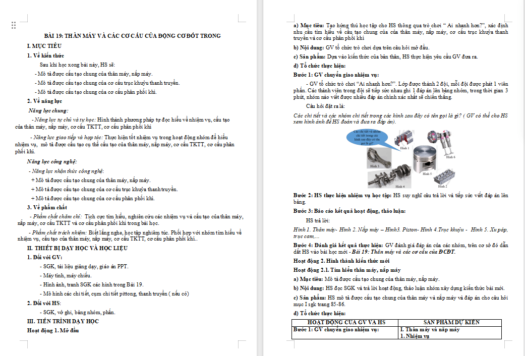  Thân máy và các cơ cấu của động cơ đốt trong