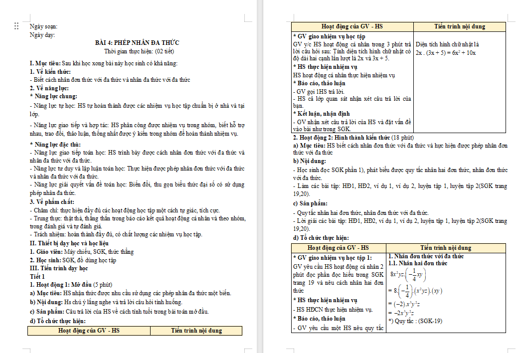  PowerPoint Toán 8 Bài 4 Phép nhân đa thức